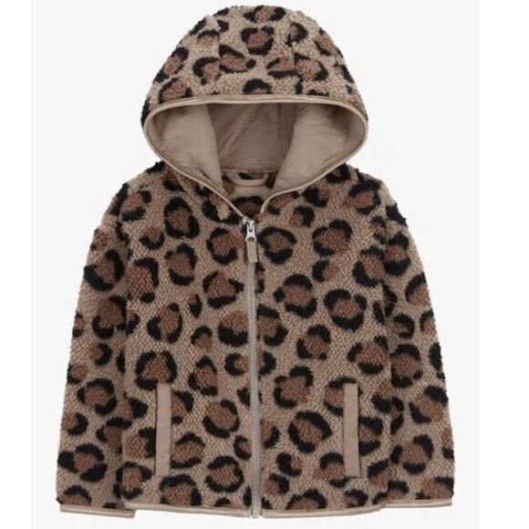 Toddler Girls Carter's Sherpa Fleece Zip Up Hoodie Leopard Print Size 2T 4T NWT - Picture 1 of 4